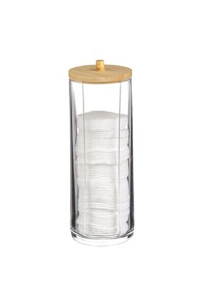 BAMI NETWORK Suport acrilic cu capac bambus dischete demachiante Ø7x20cm