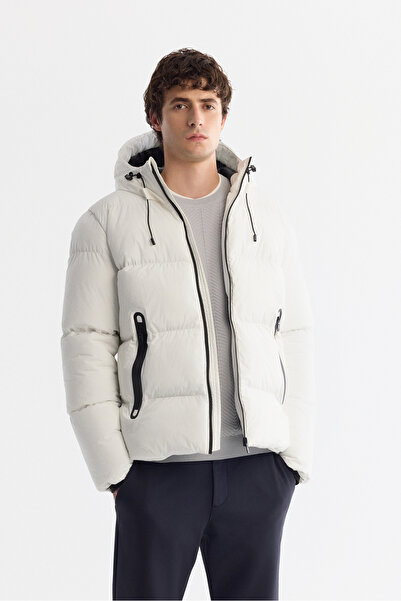 Avva Men's White Hooded Water Repellent Windproof -5 Degree Resistant Comfort...