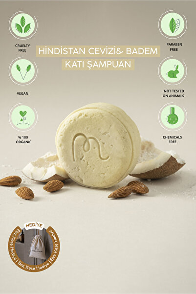 Nimba Home Coconut & Almond Solid Shampoo 120 Gr, Herbal, 100% Natural Handmade