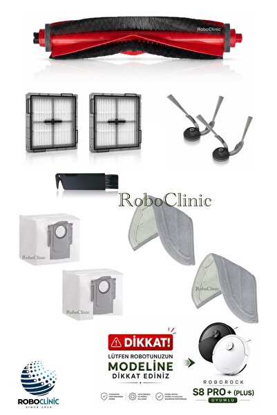 Roboclinic Roborock S8 Pro+ Plus (ULTRA DEĞİL!) Uyumlu Yedek Toz Torbası, Fır...
