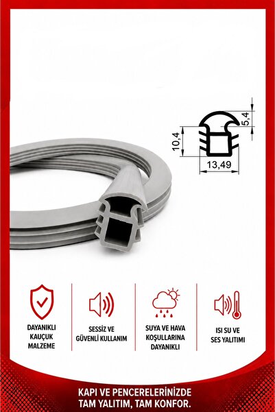 MAKPLASTİK FİTİL PROFİL P 073 Çelik Kapı Kasa Fitili 6 Metre Gri