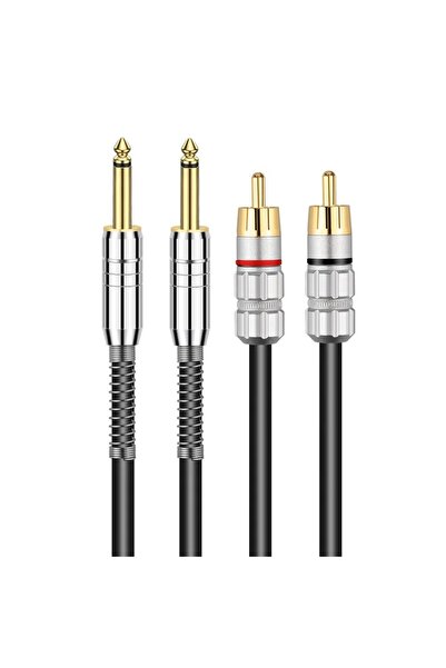 Choice 2m Black YYTCG 6.35mm Audio Line Cable Stereo Jack Male to 2 RCA Male ...