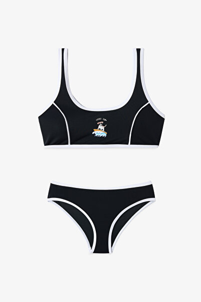 Penti Crni bikini set za mlade devojke sa štencem i halterima