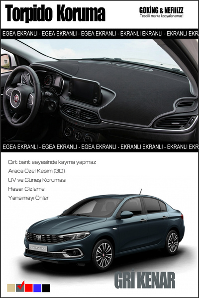 NEFİİİZZ Fiat Egea Torpido Koruyucu – Tablet Ekranlı Sedan Modellerle Uyumlu ...