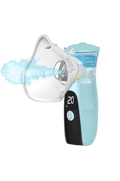 Choice3 Blue Handheld Digital Display Nebulizer Asthma Inhaler Silent Mesh At...