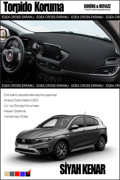 NEFİİİZZ Fiat Egea Cross Torpido Koruyucu Ekranlı Modele Özel 2015 - 2026 Ara...