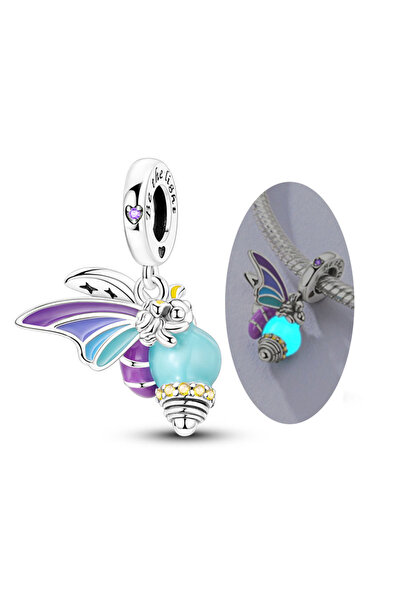 Choice KTC1437 925 Sterling Silver Charms Beads Pendant Luminous Firefly Butt...