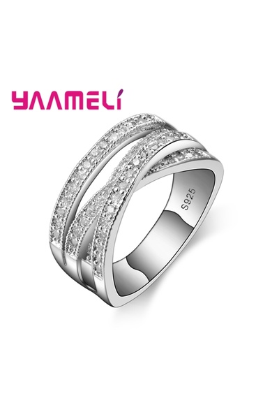 Choice 8 Fashion Women Men Rings 925 Sterling Silver Color Jewelry Crystal In...