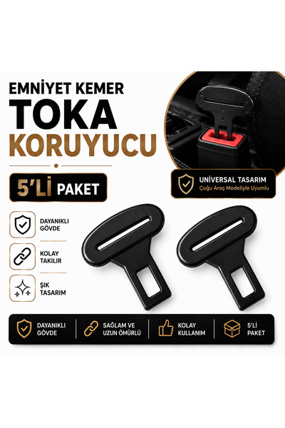 MemoDigital Tüm Araçlara Uyumlu Kemer Toka Koruyucu Klips 5’li Set