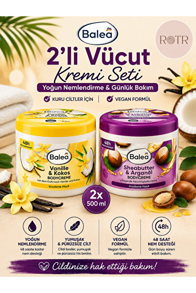 BALEA 2-Piece Body Cream Set 500 ml + 500 ml |   Vanilla Coconut & Shea Butte...