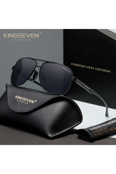 Choice6 Black Gray KINGSEVEN Brand Classic Design Women Men Aluminum Sunglass...