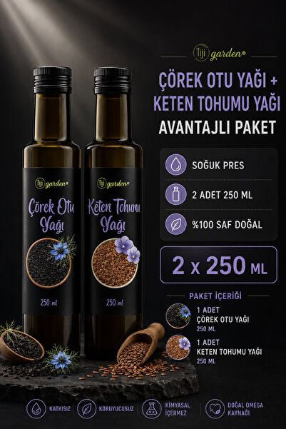 %100 Doğal 250 ml Keten Tohumu Yağı + 250 ml Çörek Otu Yağı Soğuk Pres