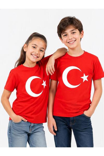 Alme Unisex Children's Moon Star Flag Short Sleeve T-Shirt