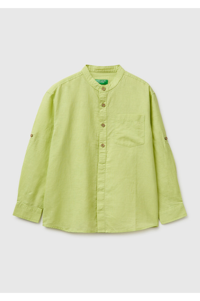 United Colors of Benetton Boy's Yellow Logo Embroidered Pocket Wooden Button ...