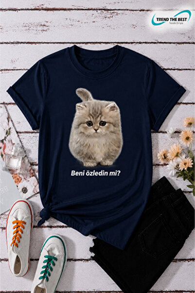 TREND THE BEST Trendin En İyisi Summer I Miss You Written Cat Printed Unisex ...