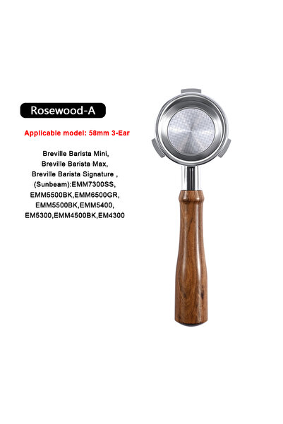Choice4 58MM 3Ear-Rosewood A 58mm Bottomless 3 Ears Naked Portafilter Filter ...