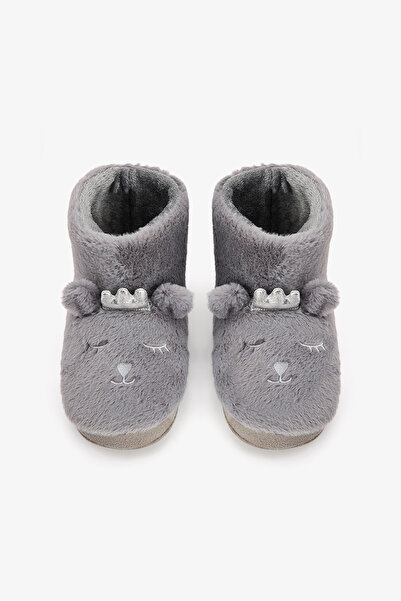 Penti Graue Softy-Hausstiefel mit Tiermotiv-Stickerei