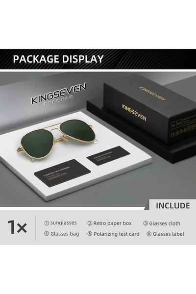 choice2 Golden GreenG15 KINGSEVEN Pilot Sunglasses Polarized Men Fashion Allo...