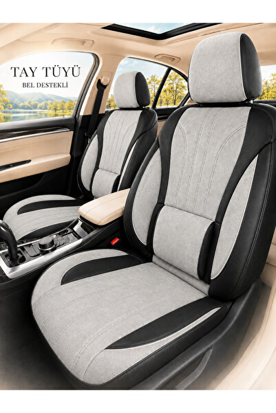 TROBUS Vw Bora 1998-2005 Compatible Palm Series Gray Black Thai Feather Seat ...