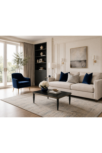FAMİ HOME Rossa Antrasit Orta Sehpa Ahşap Ayaklı Modern Salon Sehpası