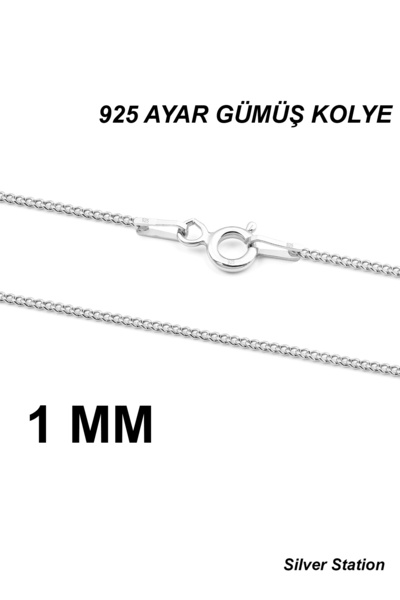 Silver Station 925 Ayar Gümüş Kolye - 1mm Gurmet Zincir Kolye 40-45-50-55-60-...
