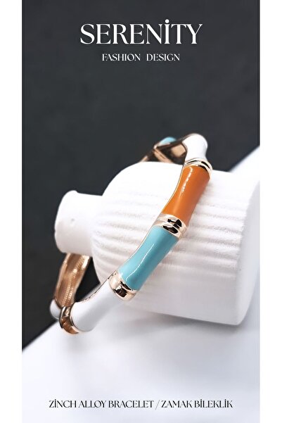Serenity Three Color Enamel Brass Plated Zamak Bracelet