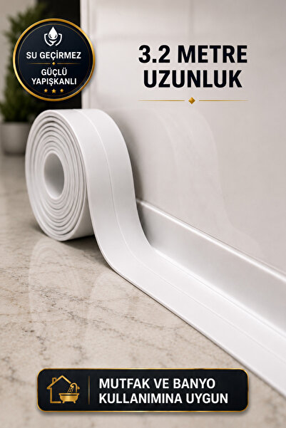 Su Sızdırmaz Lavabo Kenar Bandı 3.2 Metre | Mutfak Banyo Lavabo Su Sızdırmazlık | Kendinden Yapışkanlı Sızdırmazlık Bandı 38 mm
