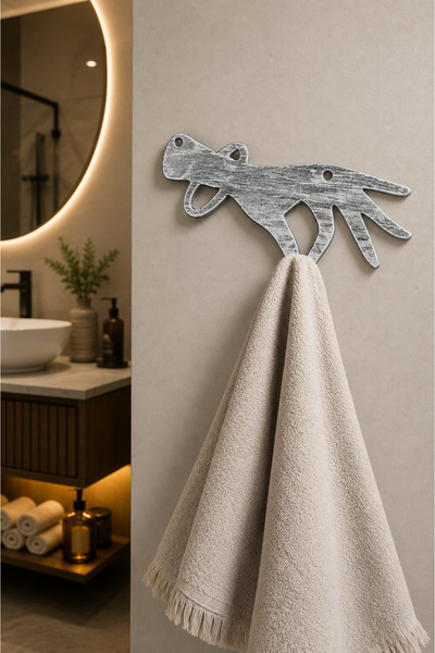VENON Gümüş Patine 🌸 Dekoratif El Figürlü Duvar Havlu Tutucu Banyo & Mutfak ...
