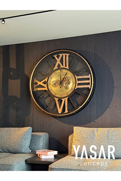YASAR CONCEPT Majestic Metal Çarklı Duvar Saati 120 Cm
