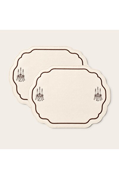 LİONYA DESİGN 2 Pieces Candlestick Embroidered Premium Duck Fabric American T...
