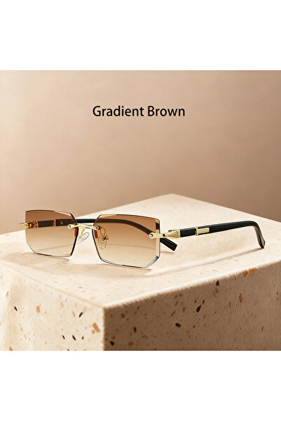 Choice4 GradientBrown Gradient Lens Square Luxury Rimless Business Rectangle ...