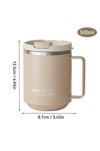 Choice 401-500ml Khaki Double Wall Insulated Coffee Mug 304 Stainless Steel M...