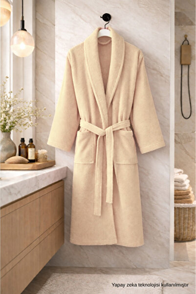 ELY PARKER Şalyaka Cotton Unisex Bathrobe Cream