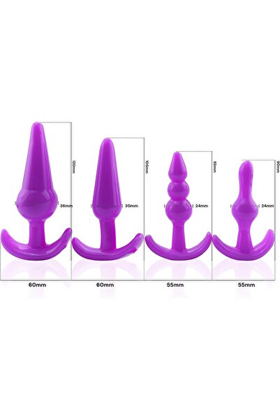 Sensvia Mor Silikon Anal Plug Seti – Kademeli Boyutlarda Anal Alıştırma ve Genişletici Tıkaç Seti