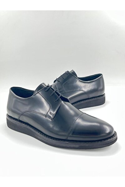 PATRICK CASSA Men's Black Leather Classic Spazulato Shoes Comfortable for Dai...