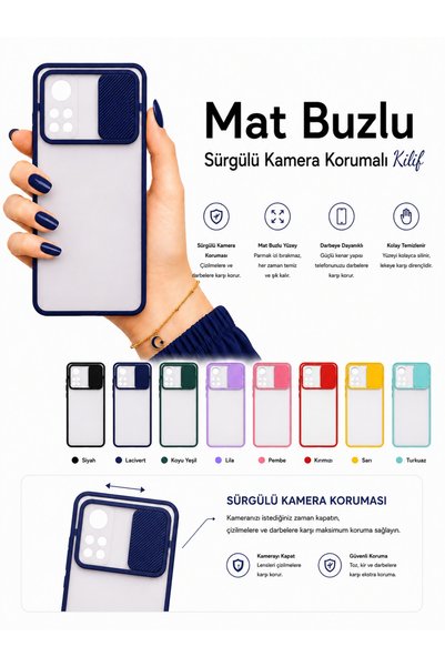noktaks Xiaomi Mi 10t Pro 5g Compatible Case with Sliding Camera Protection Matte Lens Phone Case - Light Pink