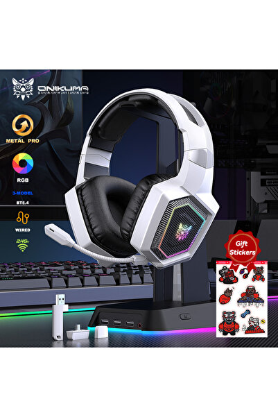 Choice White And Sticker ONIKUMA 2.4GHz Wireless Gaming Headset For PS5 PS4 P...