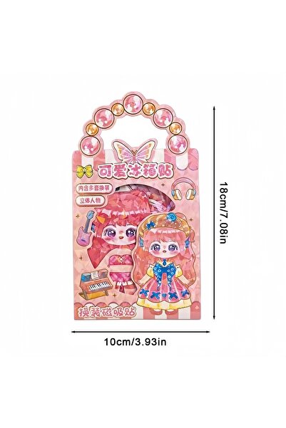 choice2 Pink 2 3D Magnetic Dress-Up Doll Toy Set, with Stand, Reusable Mix-An...