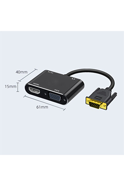 Choice black VGA to HDMI-Compatible Adapter VGA Splitter with 3.5mm Audio Con...