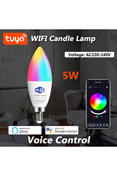 Choice Yes AC 220-240V WIFI 5W E14 Bluetooth Wifi Tuya Smart Led Chandelie Li...