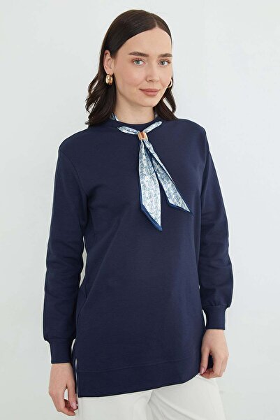 Fulla Moda Fullamodest Scarf Detailed Crew Neck Tunic