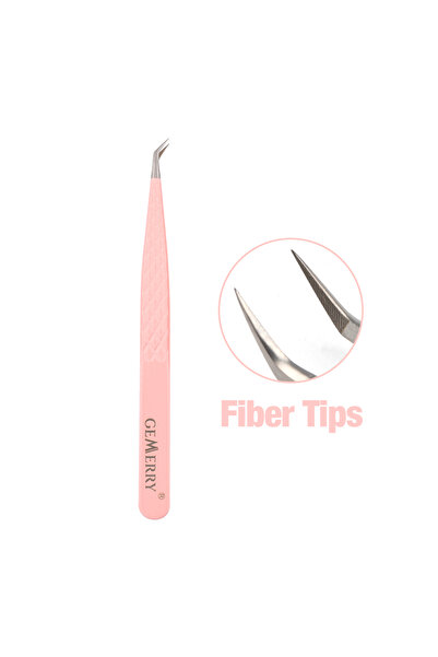 choice2 LW06 GEMERRY 1 PC Eyelash Tweezers With Fiber Tips Pink Professional ...
