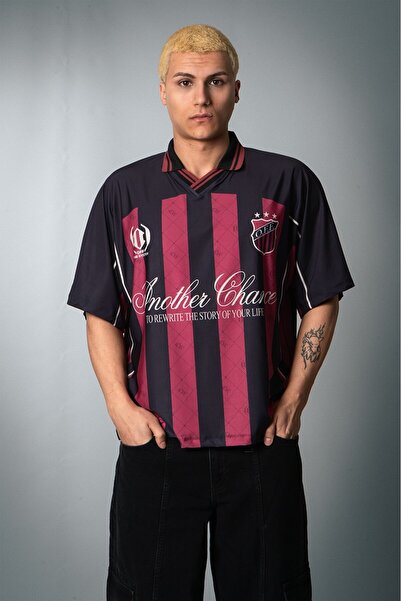 Plus Eighteen Another Chance Polo Yaka Extreme Oversize Claret Red Men's Foot...