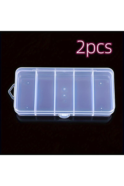 Choice 2pcs 5-Compartment Clear Plastic Organizer Box for Jewelry, Beads, But...