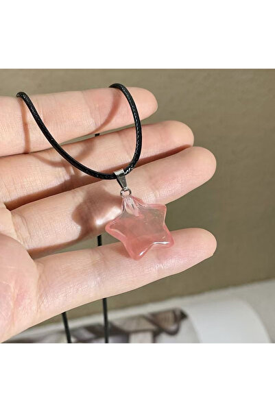 Choice pink Pentagram Star Crystal Pendant Necklace Sacred Healing Gemstone N...
