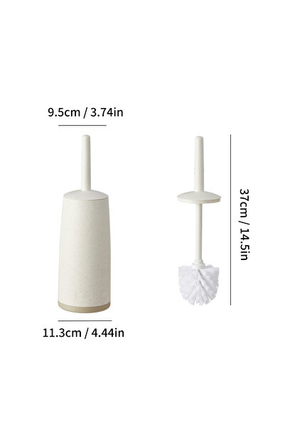 WORTHBUY Beige Splash Proof Handle Toilet Brush With Base Soft Bristle Plasti...