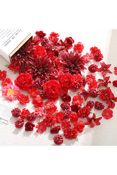 Choice 20Pcs Red 20Pcs Red Artificial Flowers Head for Home Room Decor Craft ...