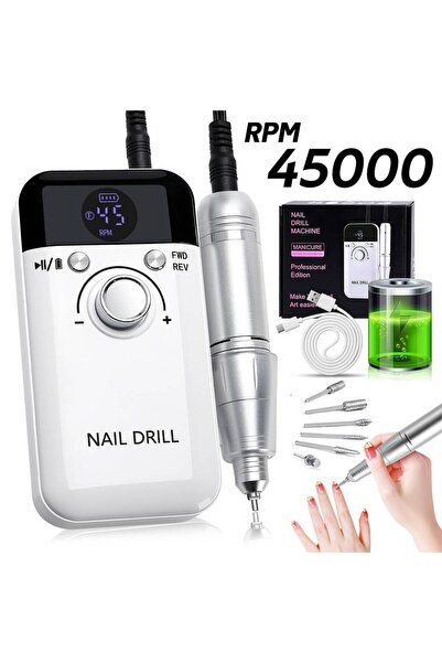 Choice USB-C WHITE 45000RPM Wireless Electric Nail Drill Machine Rechargeable...