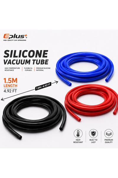 choice2 Black-1.5M-ID 4MM Universal 1.5M Flexible Black Red Blue Silicone Vac...