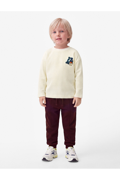 Koton Printed Long Sleeve Crew Neck Cotton Oversize T-Shirt